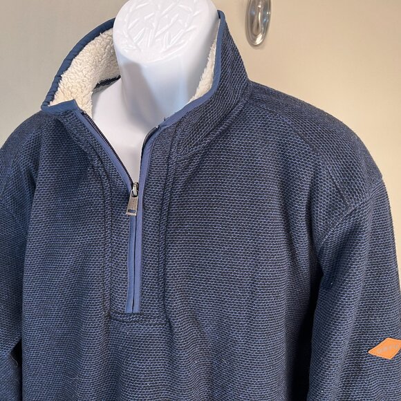 Orvis Men's dark blue sherpa lined 1/2 zip pullover Jacket XL EUC - Picture 1 of 5